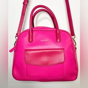 Vera Bradley Satchel Shoulder Bag in Fuschia Pink and Red